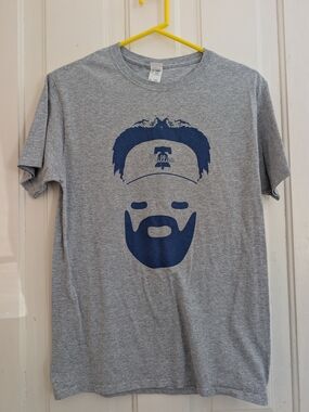 Bryce Harper Beard Gray & Blue Graphic Phillies Game Giveaway Tee Adult Small